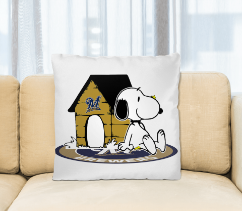 MLB Baseball Milwaukee Brewers Snoopy The Peanuts Movie Pillow Square Pillow