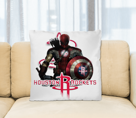 Houston Rockets NBA Basketball Captain America Thor Spider Man Hawkeye Avengers Square Pillow