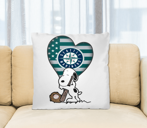 Seattle Mariners MLB Baseball The Peanuts Movie Adorable Snoopy Pillow Square Pillow