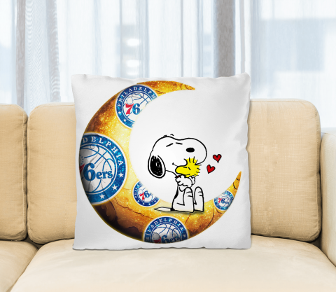 NBA Basketball Philadelphia 76ers I Love Snoopy To The Moon And Back Pillow Square Pillow