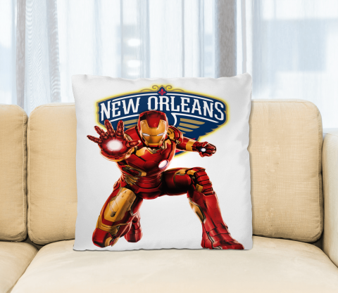 NBA Iron Man Marvel Comics Sports Basketball New Orleans Pelicans Square Pillow