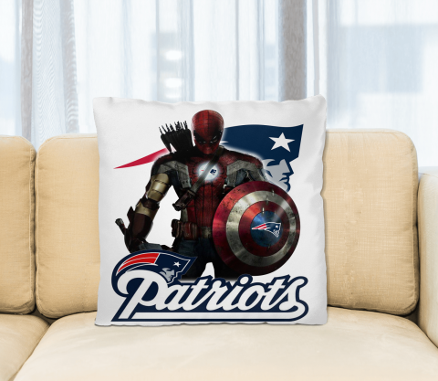 NFL Captain America Thor Spider Man Hawkeye Avengers Endgame Football New England Patriots Square Pillow