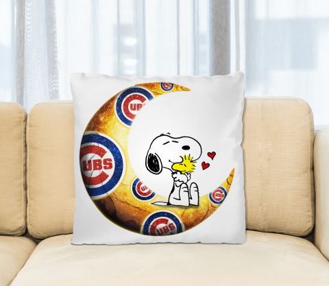 MLB Baseball Chicago Cubs I Love Snoopy To The Moon And Back Pillow Square Pillow