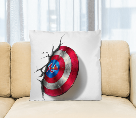 Atlanta Braves MLB Baseball Captain America's Shield Marvel Avengers Square Pillow