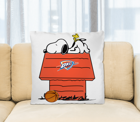 Oklahoma City Thunder NBA Basketball Snoopy Woodstock The Peanuts Movie Pillow Square Pillow