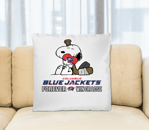 NHL The Peanuts Movie Snoopy Forever Win Or Lose Hockey Columbus Blue Jackets Pillow Square Pillow