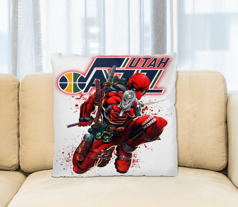 NBA Deadpool Marvel Comics Sports Basketball Utah Jazz Square Pillow