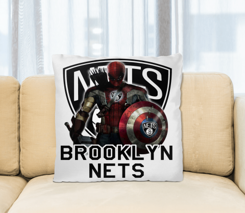 Brooklyn Nets NBA Basketball Captain America Thor Spider Man Hawkeye Avengers Square Pillow