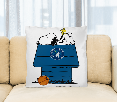 Minnesota Timberwolves NBA Basketball Snoopy Woodstock The Peanuts Movie Pillow Square Pillow