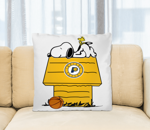 Indiana Pacers NBA Basketball Snoopy Woodstock The Peanuts Movie Pillow Square Pillow