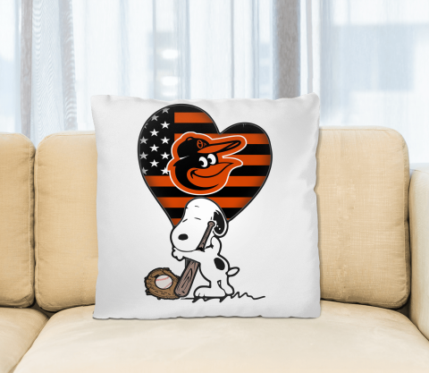 Baltimore Orioles MLB Baseball The Peanuts Movie Adorable Snoopy Pillow Square Pillow