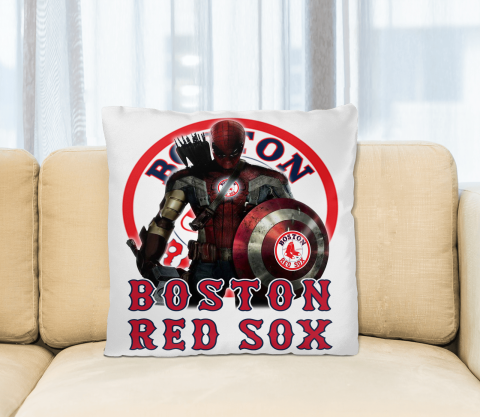 MLB Captain America Thor Spider Man Hawkeye Avengers Endgame Baseball Boston Red Sox Square Pillow