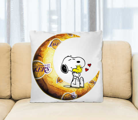 NBA Basketball Los Angeles Lakers I Love Snoopy To The Moon And Back Pillow Square Pillow