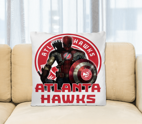 Atlanta Hawks NBA Basketball Captain America Thor Spider Man Hawkeye Avengers Square Pillow