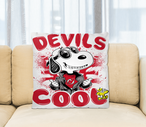NHL Hockey New Jersey Devils Cool Snoopy Pillow Square Pillow