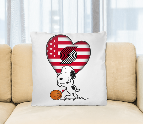 Portland Trail Blazers NBA Basketball The Peanuts Movie Adorable Snoopy Pillow Square Pillow