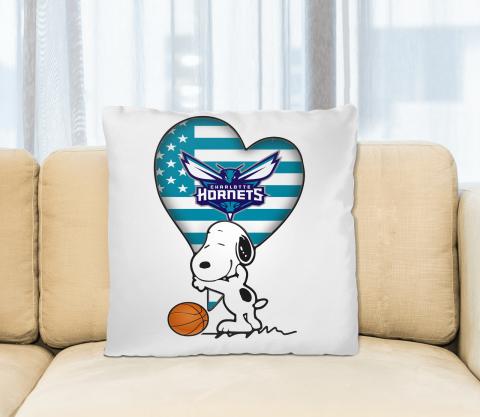 Charlotte Hornets NBA Basketball The Peanuts Movie Adorable Snoopy Pillow Square Pillow