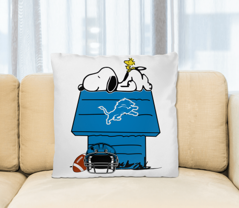 Detroit Lions NFL Football Snoopy Woodstock The Peanuts Movie Pillow Square Pillow