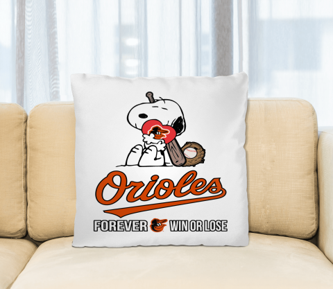 MLB The Peanuts Movie Snoopy Forever Win Or Lose Baseball Baltimore Orioles Pillow Square Pillow