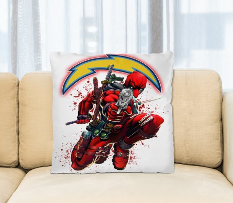 NFL Deadpool Marvel Comics Sports Football Los Angeles Chargers Square Pillow