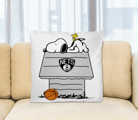 Brooklyn Nets NBA Basketball Snoopy Woodstock The Peanuts Movie Pillow Square Pillow