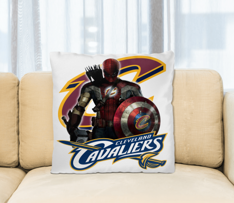 Cleveland Cavaliers NBA Basketball Captain America Thor Spider Man Hawkeye Avengers Square Pillow