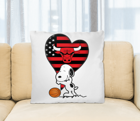 Chicago Bulls NBA Basketball The Peanuts Movie Adorable Snoopy Pillow Square Pillow