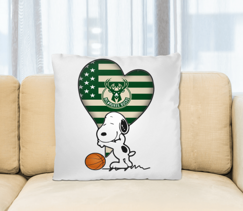 Milwaukee Bucks NBA Basketball The Peanuts Movie Adorable Snoopy Pillow Square Pillow