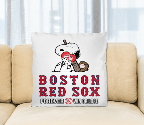 MLB The Peanuts Movie Snoopy Forever Win Or Lose Baseball Boston Red Sox Pillow Square Pillow