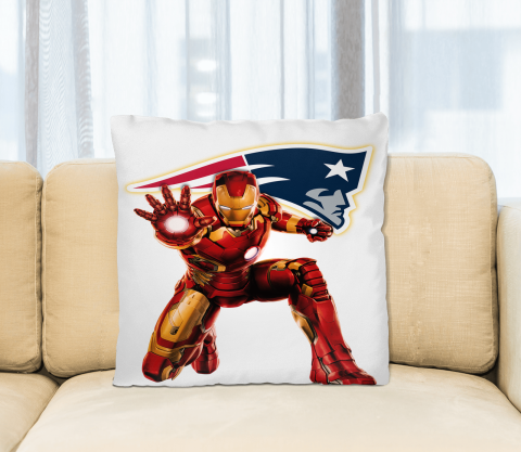 NFL Iron Man Marvel Comics Sports Football New England Patriots Square Pillow
