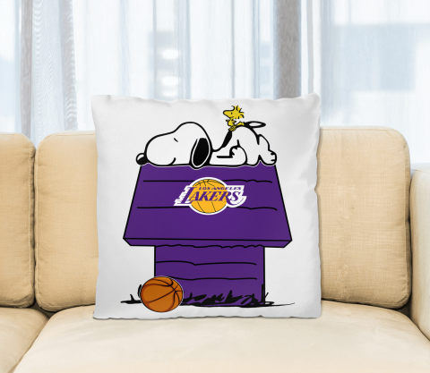 Los Angeles Lakers NBA Basketball Snoopy Woodstock The Peanuts Movie Pillow Square Pillow