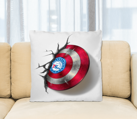 Philadelphia 76ers NBA Basketball Captain America's Shield Marvel Avengers Square Pillow