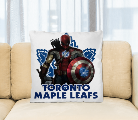 NHL Captain America Thor Spider Man Hawkeye Avengers Endgame Hockey Toronto Maple Leafs Square Pillow
