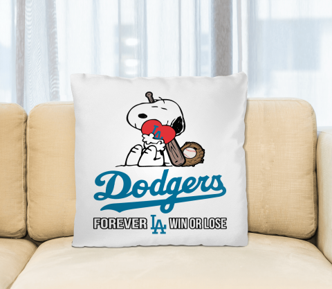 MLB The Peanuts Movie Snoopy Forever Win Or Lose Baseball Los Angeles Dodgers Pillow Square Pillow