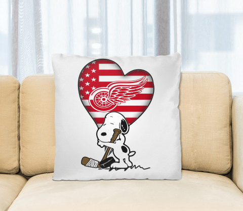 Detroit Red Wings NHL Hockey The Peanuts Movie Adorable Snoopy Pillow Square Pillow