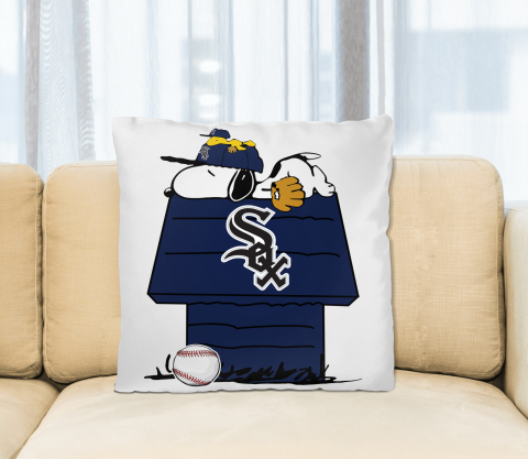 MLB Chicago White Sox Snoopy Woodstock The Peanuts Movie Baseball Pillow Square Pillow