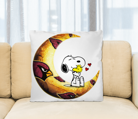 NFL Football Arizona Cardinals I Love Snoopy To The Moon And Back Pillow Square Pillow