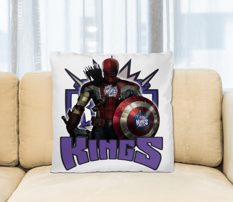 Sacramento Kings NBA Basketball Captain America Thor Spider Man Hawkeye Avengers Square Pillow