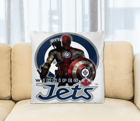 NHL Captain America Thor Spider Man Hawkeye Avengers Endgame Hockey Winnipeg Jets Square Pillow