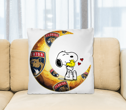 NHL Hockey Florida Panthers I Love Snoopy To The Moon And Back Pillow Square Pillow