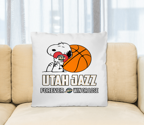 NBA The Peanuts Movie Snoopy Forever Win Or Lose Basketball Utah Jazz Pillow Square Pillow