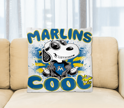 MLB Baseball Miami Marlins Cool Snoopy Pillow Square Pillow