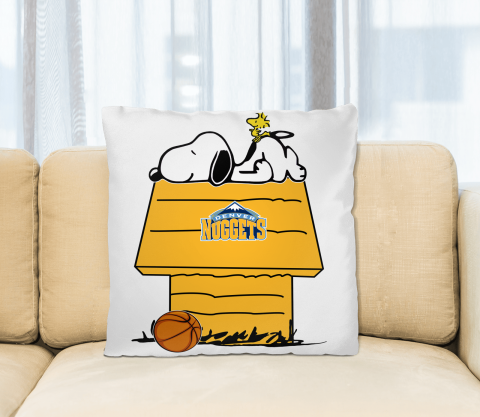 Denver Nuggets NBA Basketball Snoopy Woodstock The Peanuts Movie Pillow Square Pillow