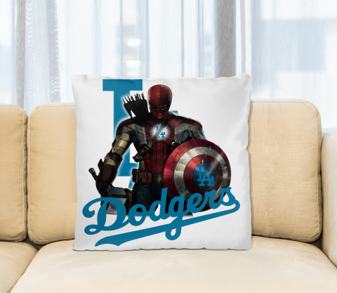 MLB Captain America Thor Spider Man Hawkeye Avengers Endgame Baseball Los Angeles Dodgers Square Pillow