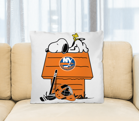 New York Islanders NHL Hockey Snoopy Woodstock The Peanuts Movie (1) Pillow Square Pillow