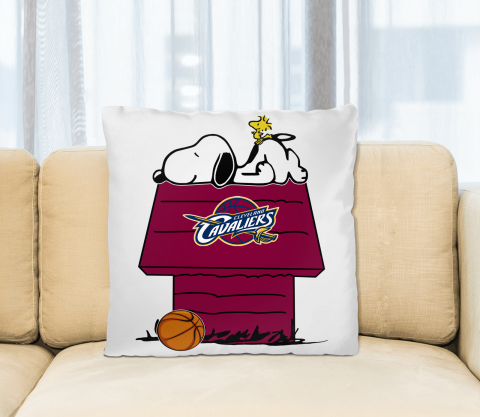 Cleveland Cavaliers NBA Basketball Snoopy Woodstock The Peanuts Movie Pillow Square Pillow